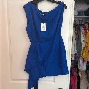 Showpo Blue One-Shoulder Drape Dress